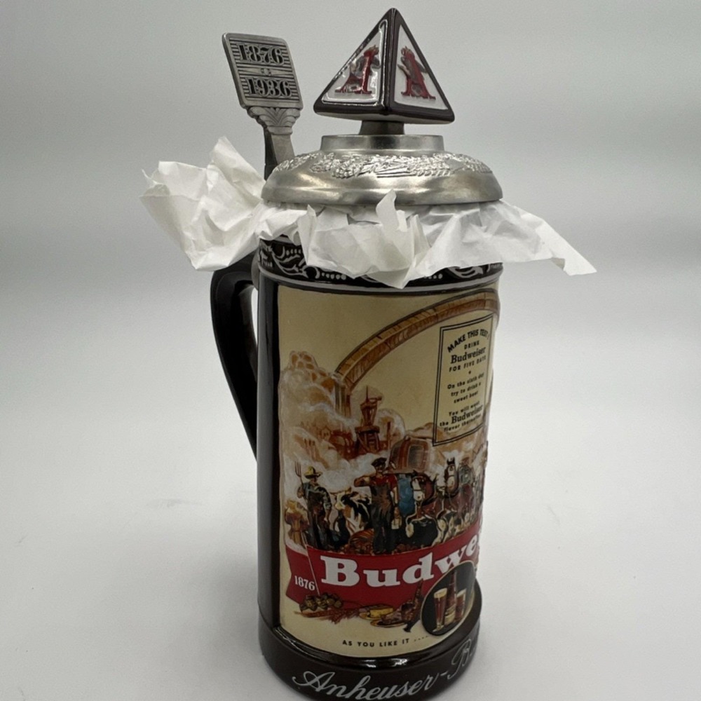 Budweiser Collectors Club Lidded Stein 2003 Historical Advertising 1936 Certifi…
